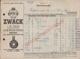 ~1935. 2db Zwack és Braun likőrgyár számla
