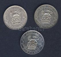 Nagy-Britannia 1911. 6p Ag + 1914. 6p Ag + 1924. 6p Ag T:2/2-,2-