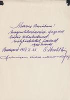 1928. K. Strobl Zsigmond autográf köszönőlevele