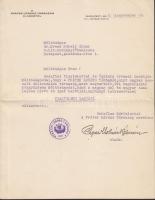 1933. Pápai Molnár Kálmán zeneszerző aláírt levele