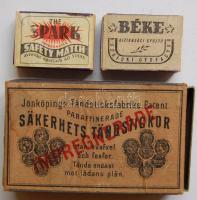 3db klf régi gyufásdoboz magyar, német és angol nyelvű címkével ellátva
