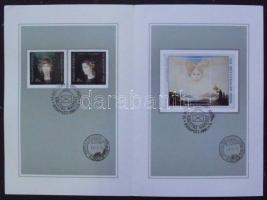 Szász Endre (1926-2003): 1986 Bélyegnap emléklap benne sor és blokk rajta tollrajz 19x21 cm