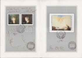 Szász Endre (1926-2003): 1986 Bélyegnap emléklap benne sor és blokk rajta szignált tollrajz a művész ajánlásával 19x21 cm