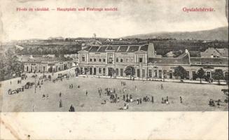 Gyulafehérvár main square with Hotel Hungaria and the shop of Fürst