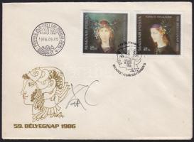 1986 Bélyegnap FDC, rajta a tervező Szász Endre saját kezű aláírásával