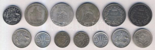 Ausztrália 1940-51. 6p Ag (3x) + 1957-60. 3p Ag (2x) + Dél-Afrika 1945. 3p Ag + 1943. 6p Ag + 1937. 1Sh Ag + Nagy-Britannia 1842. 1Sh Ag + 1869. 1Sh Ag + 1916. 3p Ag + 1924. 1Sh Ag (2x) T:2,3