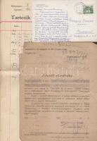 Tornyai János festő hagyatéka: pénztári elismervény, elszámolások, képeslap, levelek, kérelem, magánlevelek, stb.