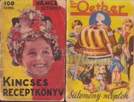 Dr Oetker: Sütemény receptek képekkel 32 p. (kis szakadás) +  Váncza kincses receptkönyv szakadt borítóval