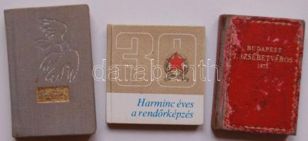 3db klf minikönyv, mint: 1975. Budapesti Erzsébetváros, 30 éves a rendőrképzés és Petőfi Sándor verseskötet számos rajzzal tűzdelve