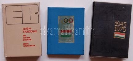 3db klf sporttal kapcsolatos minikönyv, mint: Európa-bajnokaink, 1945-1975. Három évtized sportja, 1896-1972 Magyarok az Olimpiákon