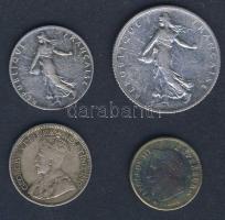 Kis ezüst tétel: Franciaország 1916. 1Fr Ag + 1920. 50c Ag + Kanada 1919. 10c Ag + Franciaország 1867. 20c Ag "III. Napoleon" T:2-,3