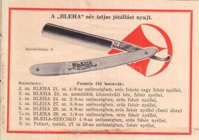 cca 1920 Bleha Ferenc köszörűsmester képes katalógus 12p. (erős hajtásnyom)