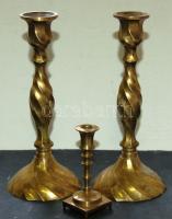 3 db réz gyertyatartó (2 db 20 cm + 9 cm)