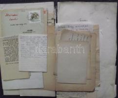 1902-1958 Ráth-Végh István okmányhagyatékából: az író által újságcikkekből összeállított füzet kézírásos jegyztekekkel, számos az írónak küldött érdekes levél, valamint az író által készített jegyzetek, a munkáit kritizáló újságcikk-kivágások
