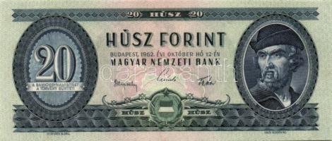 1962. 20Ft T:I- hátoldali gépszínátnyomat