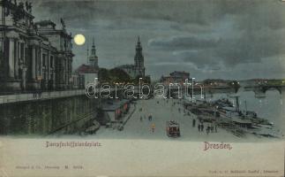Dresden steamship station at night