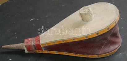 Régi fa és bőr fújtató 23 cm