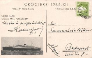 Cairo with the steamship MN Vulcania on the backside