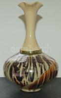 Szép Lehel: egyedi színkeverésű, fodros szájú kerámia váza 25cm-es magassággal, hibátlan állapotban