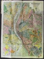 1935 Magyar Földrajzi intézet Kogutowitz Manó Budapest térkép utcajegyzékkel és adatokkal 42x58 cm borító hiányzik