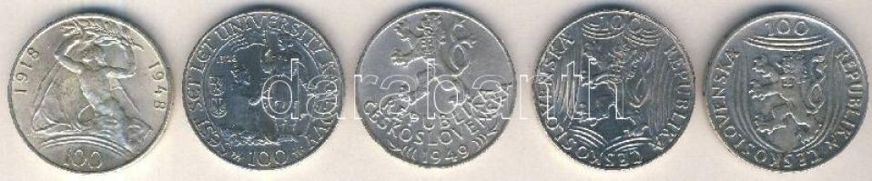 Csehszlovákia 1949. 100K Ag (5x) 5 különböző motívummal T:2,2/2-