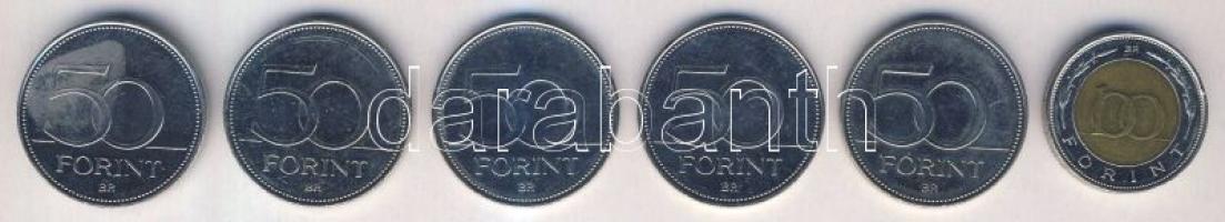 2002. 100Ft "Kossuth" + 2004-2007. 50Ft 5db klf emlékverete T:2