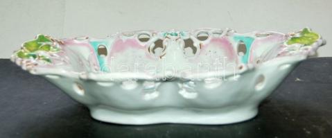 XIX.századi dekoratív cseh Cristian Fischer porcelán salátás dísztál "CF" jelzéssel ellátva, hibátlan állapotban, 36cm-es hosszúsággal