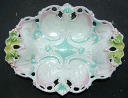 XIX.századi dekoratív cseh Cristian Fischer porcelán salátás dísztál "CF" jelzéssel ellátv...