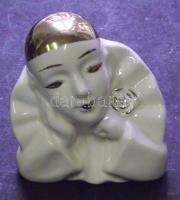 Art Deco bohócot megformázó porcelán szobor, jelzés nélkül, hibátlan állapotban és 14cm-es magassággal