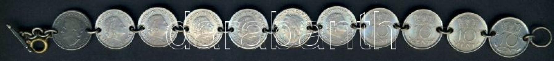 Hollandia ~1950-1960. 10c (11x) összefűzött karkötőként felhasználva T:vegyes