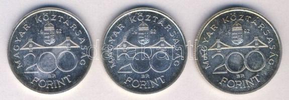 1992. 200Ft Ag "MNB" (3x) T:1