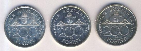 1992. 200Ft Ag "MNB" (3x) T:1