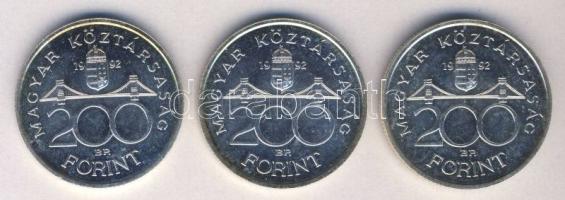 1992. 200Ft Ag "MNB" (3x) T:1