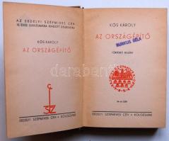 1936 Kós Károly: "Az Országépítő" plüssborítóval ellátott Révai kiadású történelmi regénye