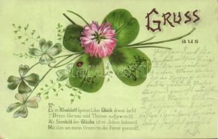 1899 2 db szép régi litho üdvözlőlap katicabogarakkal