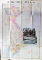 1976 Vietnám térkép 53x77 cm + 22 db vietnámi képeslap