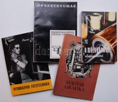 4db klf nyomdaipari könyv, mélynyomásról, grafikáról, ofszetnyomásról és fototechnikáról