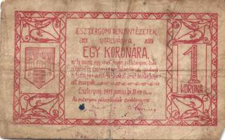 Esztergom 1919. 1K T:IV elcsúszott hátlapi nyomattal