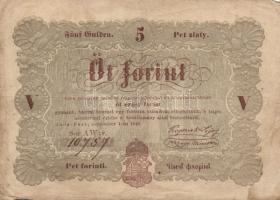 1848. 5Ft "Kossuth bankó" (2x) barna és piros T:III-