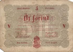 1848. 5Ft "Kossuth bankó" (2x) barna és piros T:IV+,IV