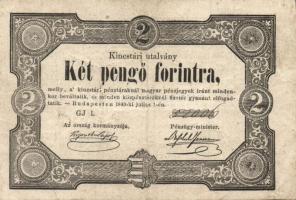1849. 2Ft kincstári utalvány "Kossuth bankó" T:III