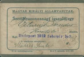 1912 MÁV fényképes szabadjegy / Railroad id