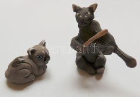 2 db kis kerámia macska szobor / Ceramics cat figures