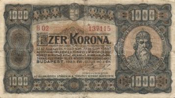 1923. 1000K "T.W. + nyomdahely jelöléssel" (2x) T:III,III-