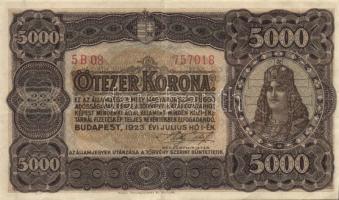 1923. 5000K "Magyar Pénzjegynyomda Rt." T:II