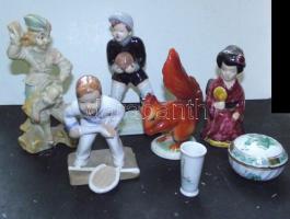 6 db klf porcelán figura: Herendi bonbonier (sérült),egyén jelzés nélkülik