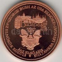 1989 "Bush látogatása" bronz és ezüstérem (35,73gr) T:PP