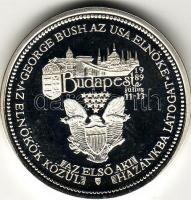 1989 "Bush látogatása" bronz és ezüstérem (35,73gr) T:PP