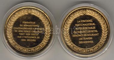 Franciaország 2db modern bronzérem aranyozva T:PP