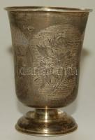1893. Díszes orosz ezüst kehely jelzéssel (Anatoly Apollonovich Artsybashev) ellátva 8cm-es magassággal / Russian silver chalice (Ag br:54.9gg)